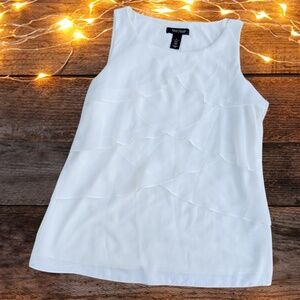 White House Black Market - WHBM Ivory Women’s Ruffled Blouse Size Medium